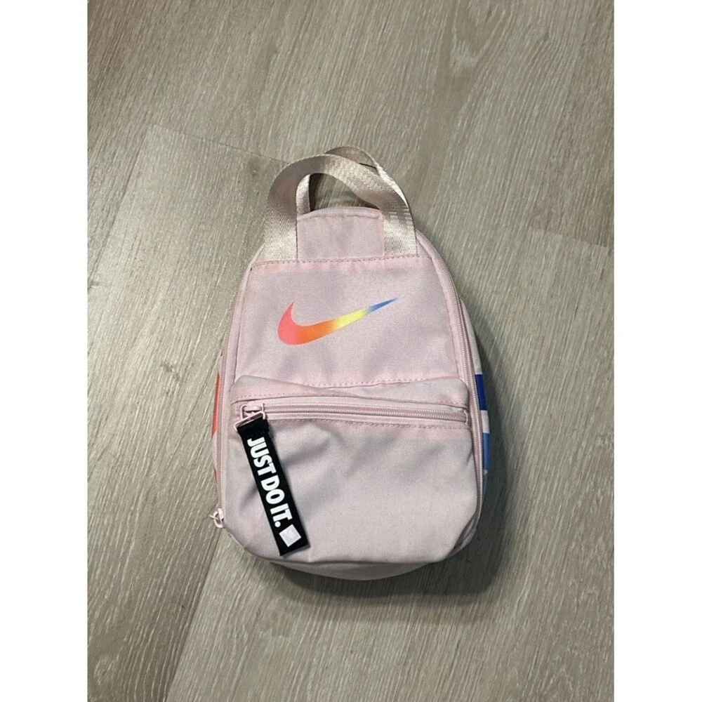 Nike Pink and Colorful Logo Multi Zip JDI Fuel Pack Lunch Bag